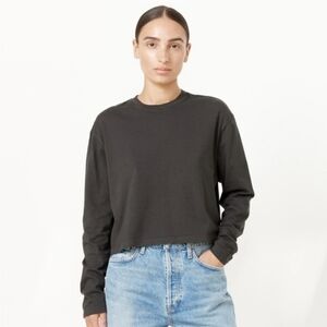 Agolde Mason Cropped Long Sleeve Tee Charcoal Size Large